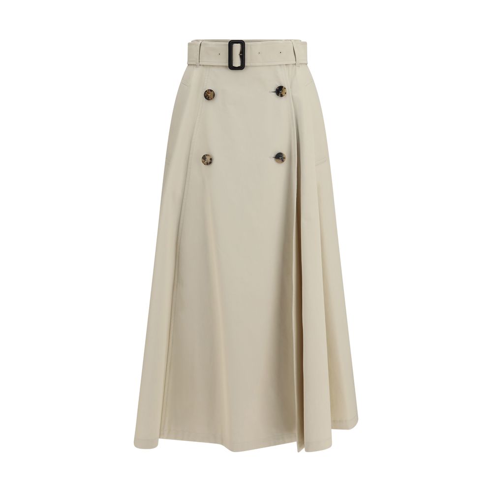 Jupe mi-longue Burberry en coton beige