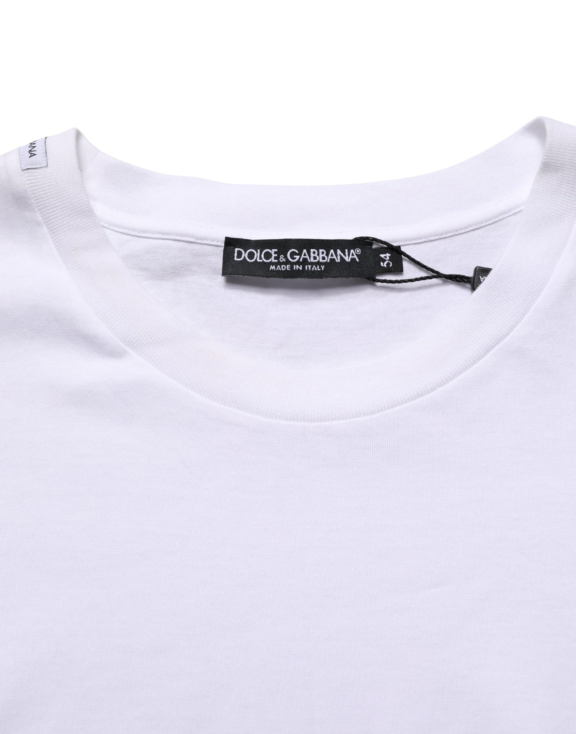 T-shirt Dolce & Gabbana blanc en coton, coupe oversize, col rond pour homme