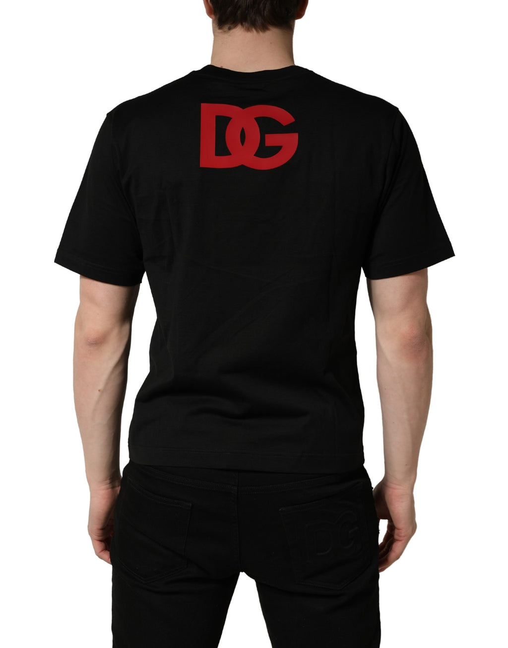 T-shirt ras du cou Dolce & Gabbana en jersey de coton noir avec patch logo