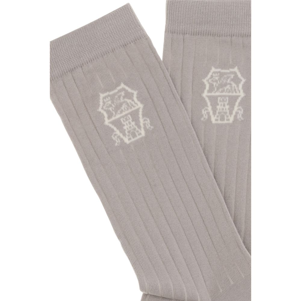 Chaussettes en coton beiges Brunello Cucinelli