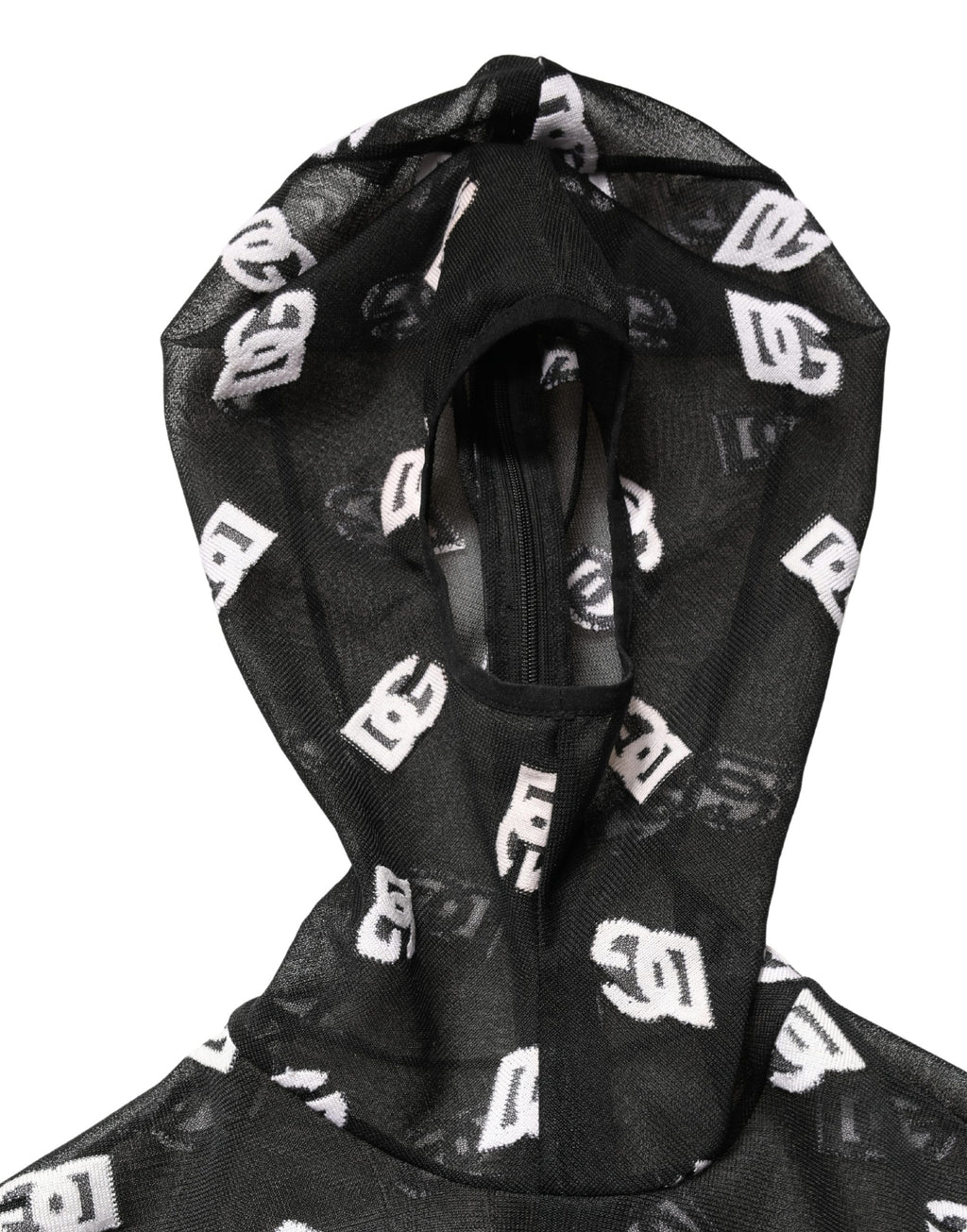Robe-Combinaison à Capuche Imprimé Logo Noire et Blanche Dolce & Gabbana