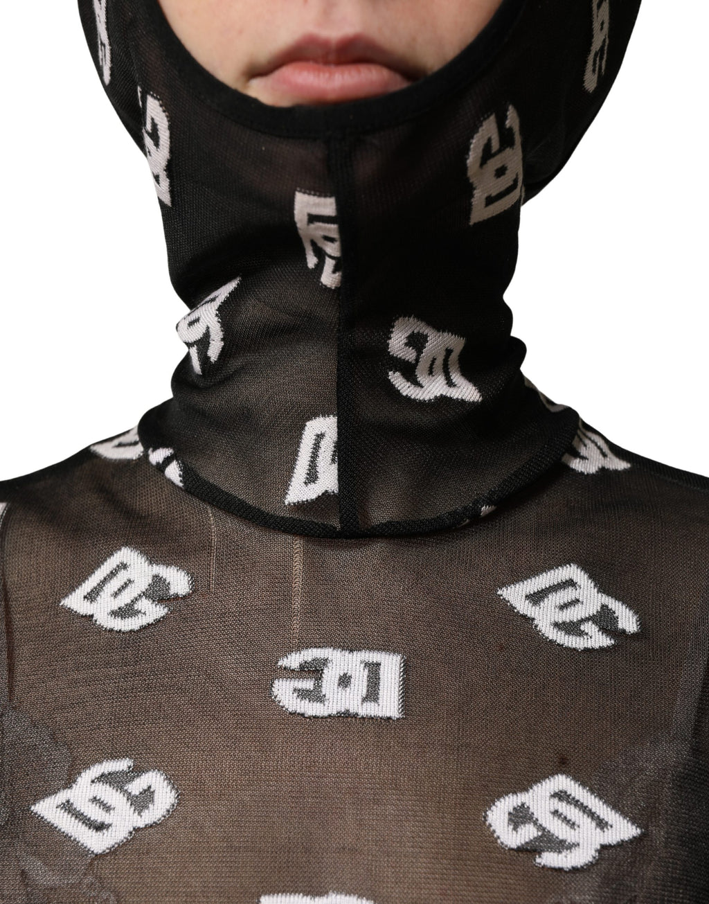 Robe-Combinaison à Capuche Imprimé Logo Noire et Blanche Dolce & Gabbana