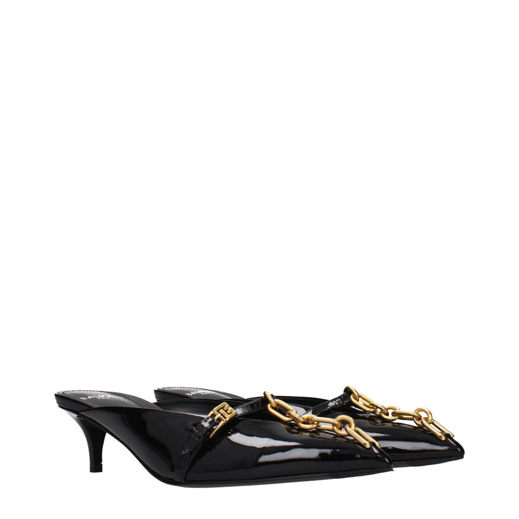 Balmain Black Leather Platform Sandals