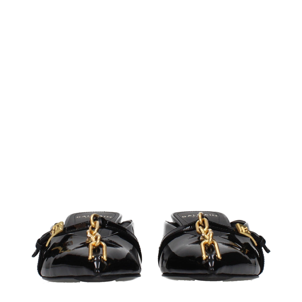 Balmain Black Leather Platform Sandals