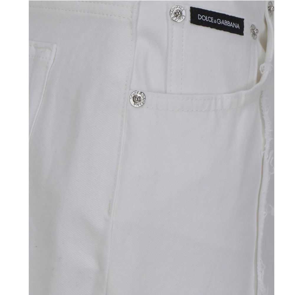 Dolce & Gabbana White Straight Leg Jeans for Women side view