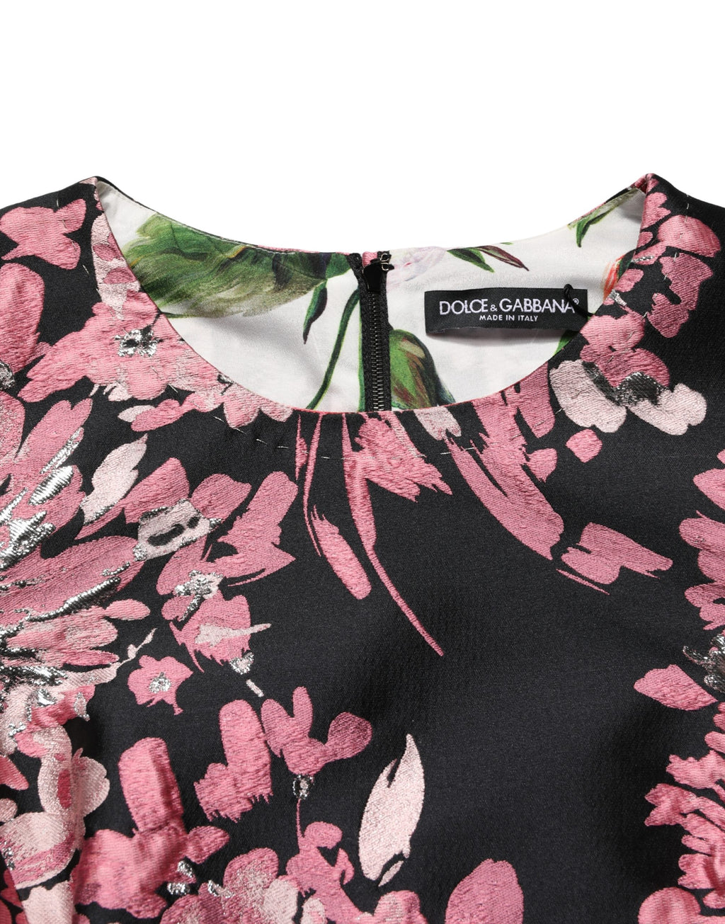 Mini-robe évasée en brocart floral multicolore Dolce & Gabbana