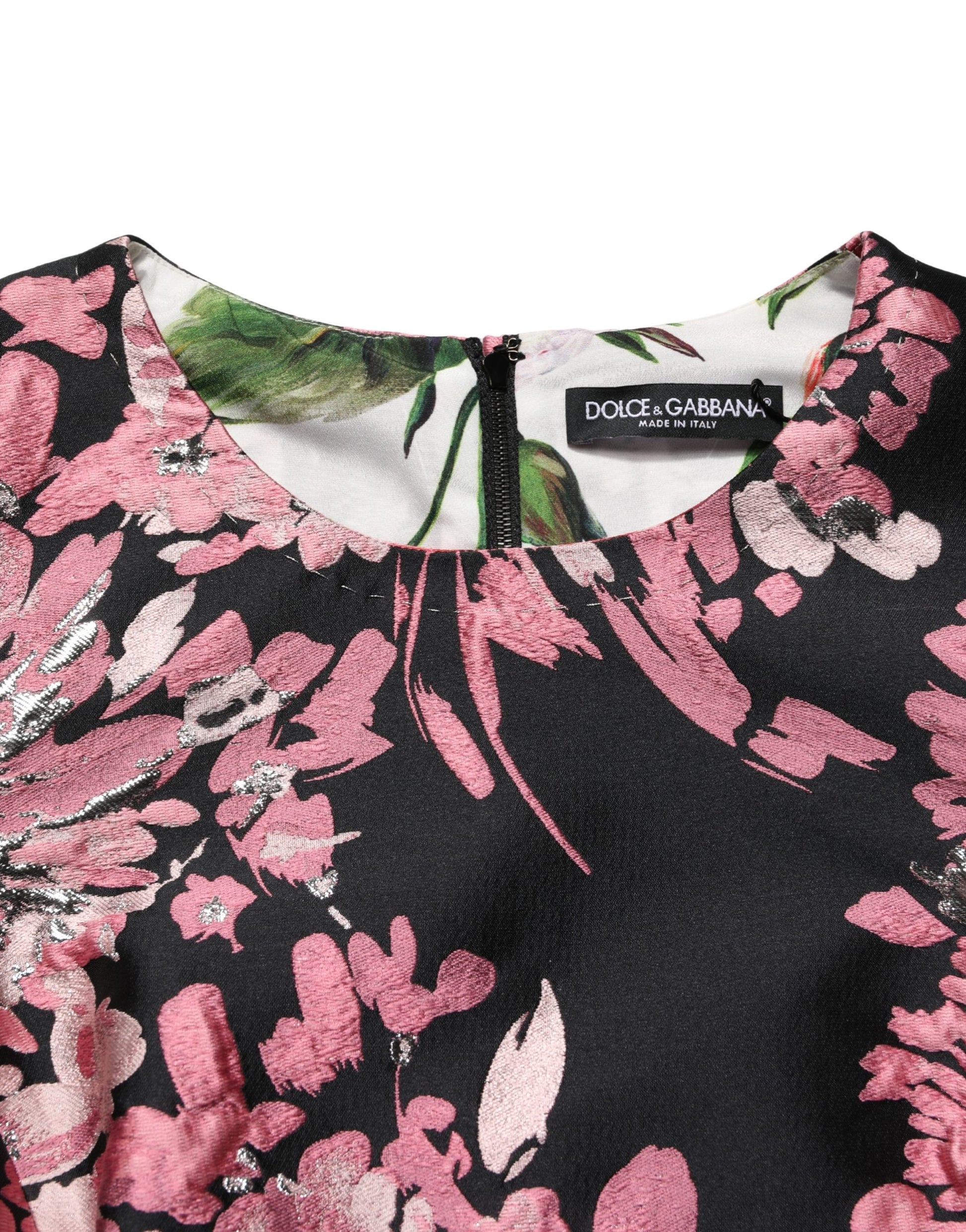 Mini-robe évasée en brocart floral multicolore Dolce & Gabbana