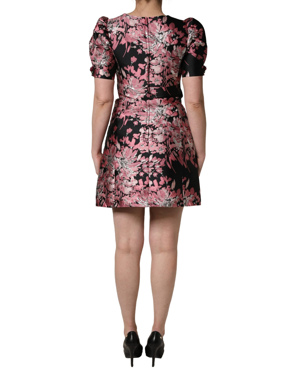 Mini-robe évasée en brocart floral multicolore Dolce & Gabbana