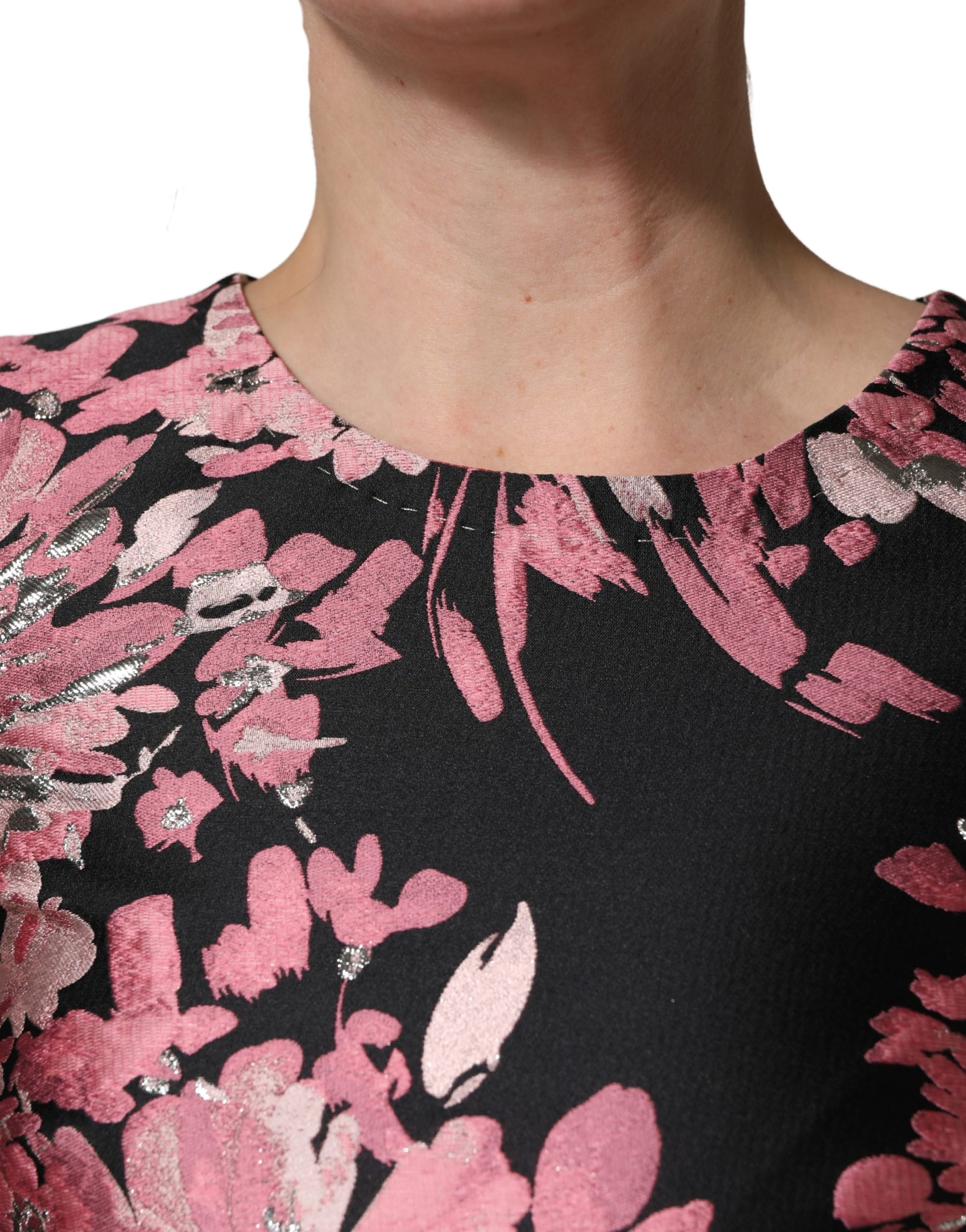 Mini-robe évasée en brocart floral multicolore Dolce & Gabbana