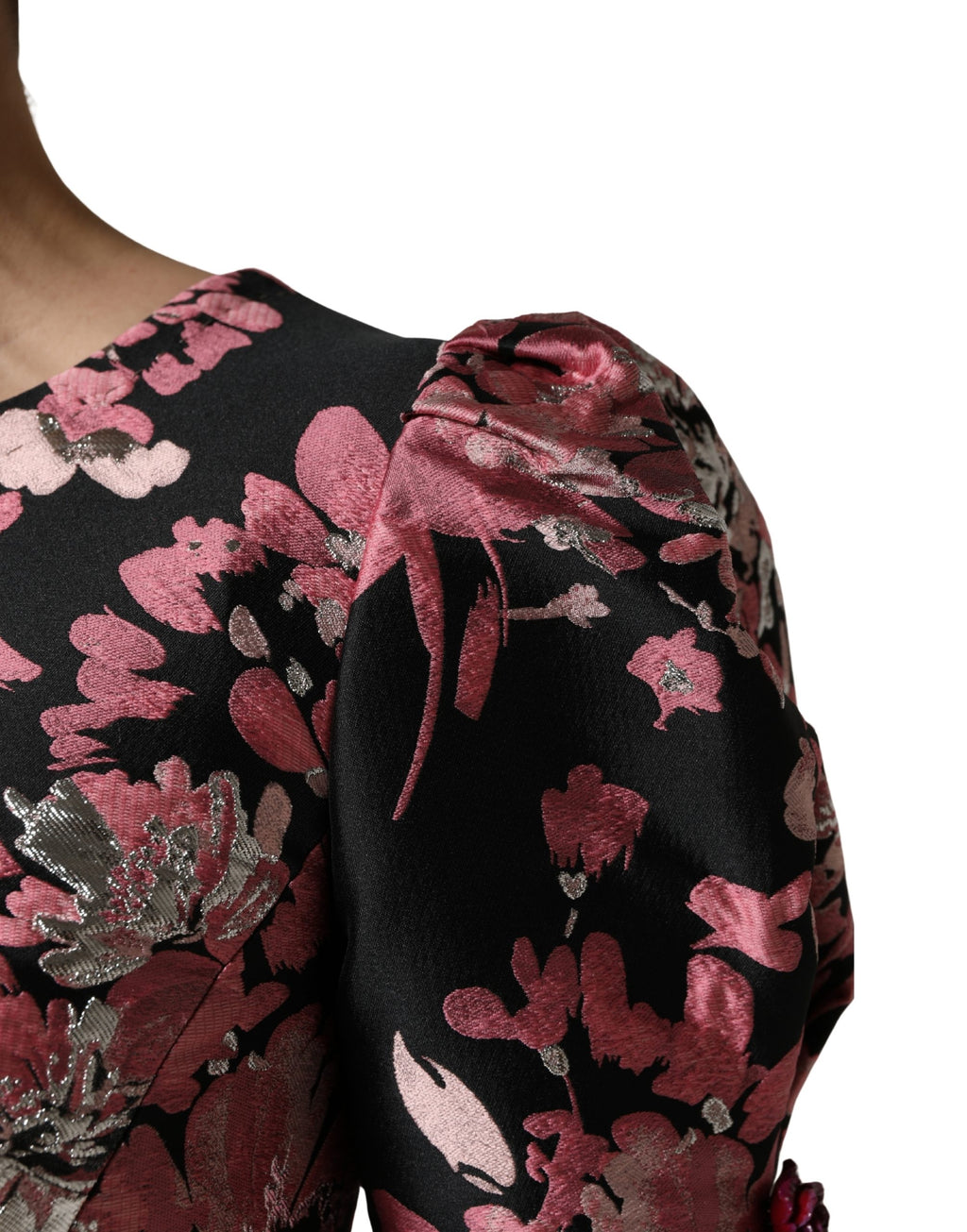Mini-robe évasée en brocart floral multicolore Dolce & Gabbana