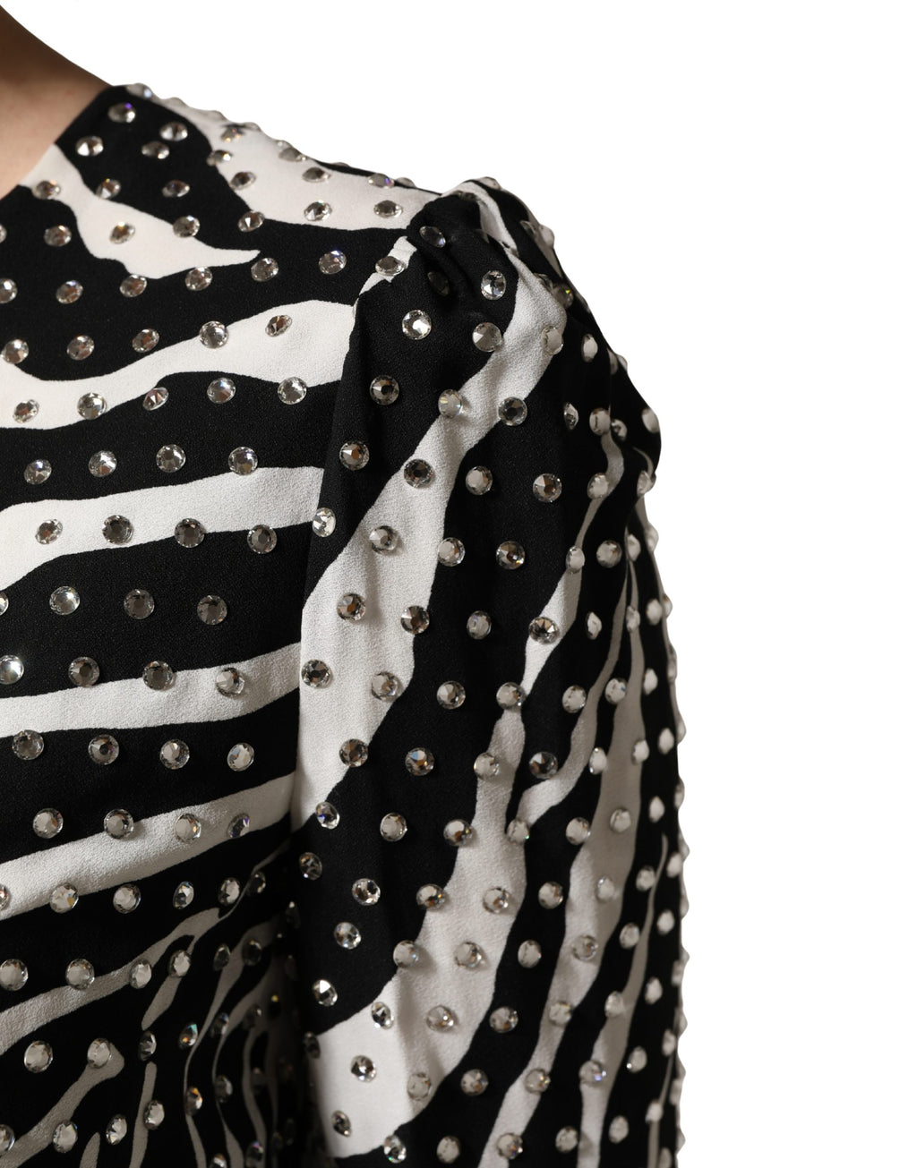Robe mini Dolce & Gabbana noire et blanche à imprimé zèbre et strass
