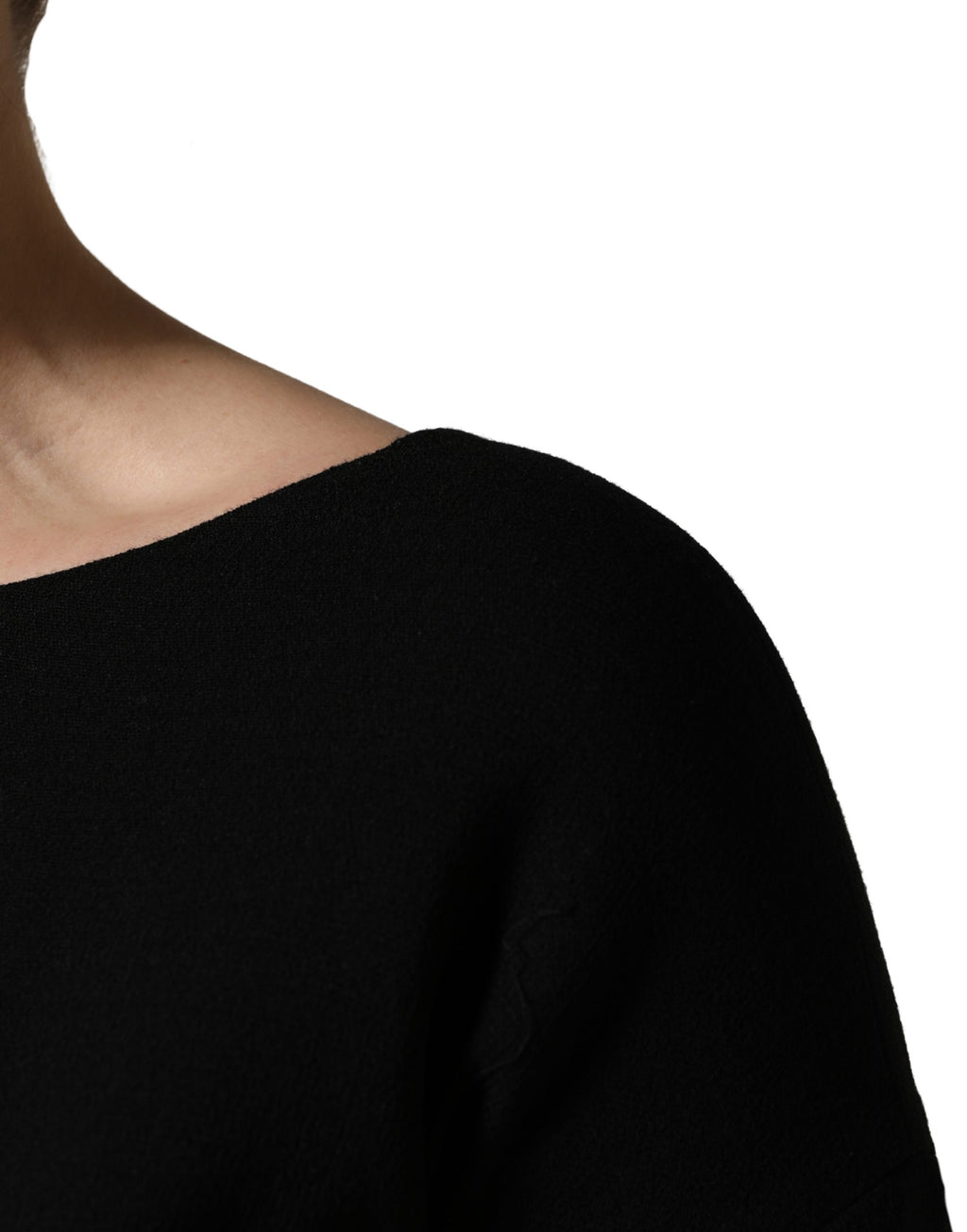 Robe midi Dolce & Gabbana en crêpe de laine noire à manches longues