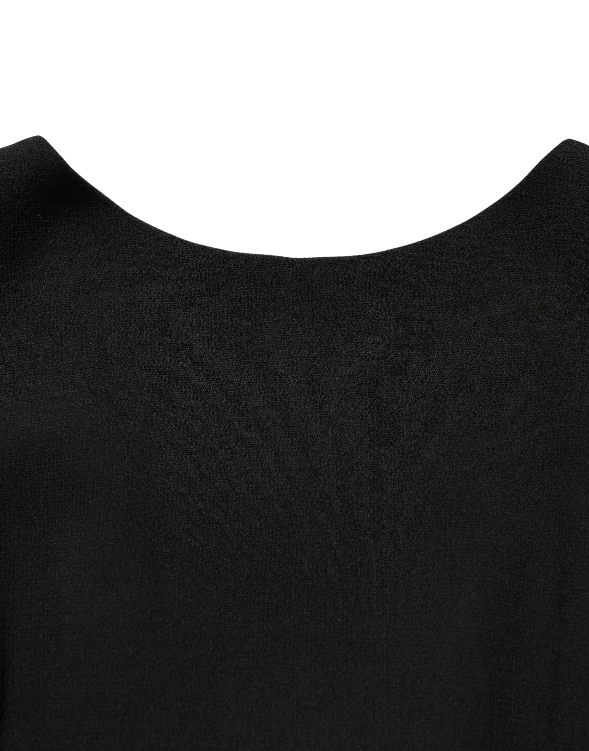 Robe midi Dolce & Gabbana en crêpe de laine noire à manches longues