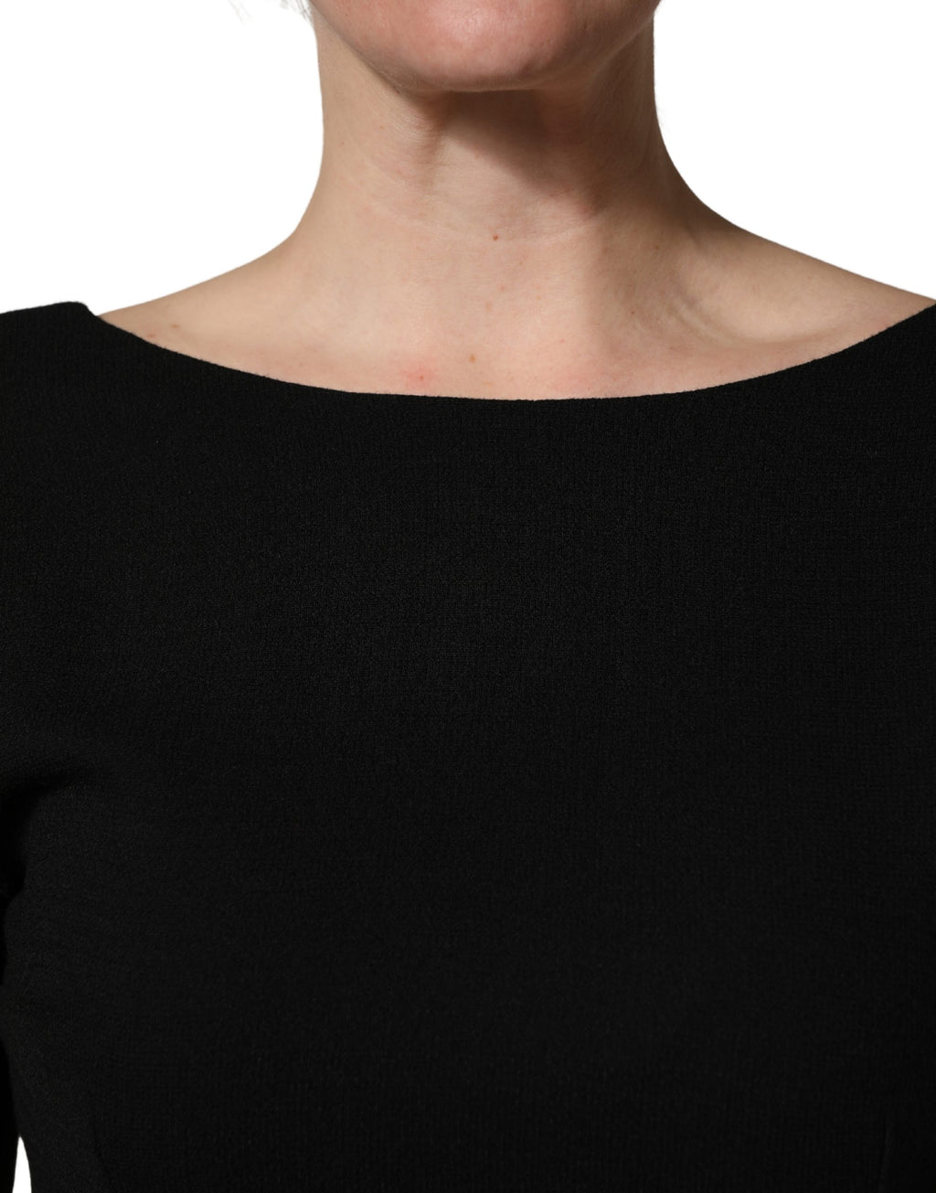 Robe midi Dolce & Gabbana en crêpe de laine noire à manches longues