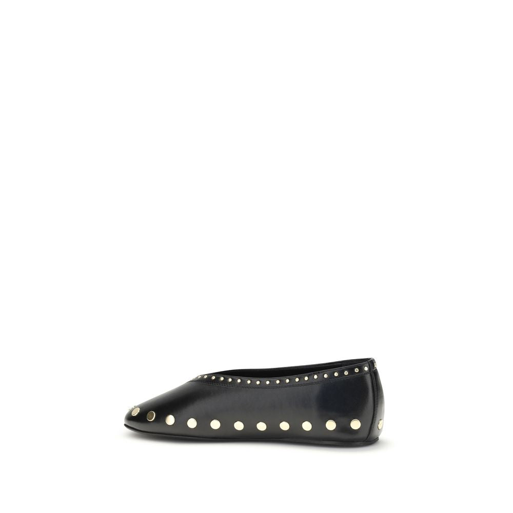 Ganni Black Polyurethane Ballet Flats