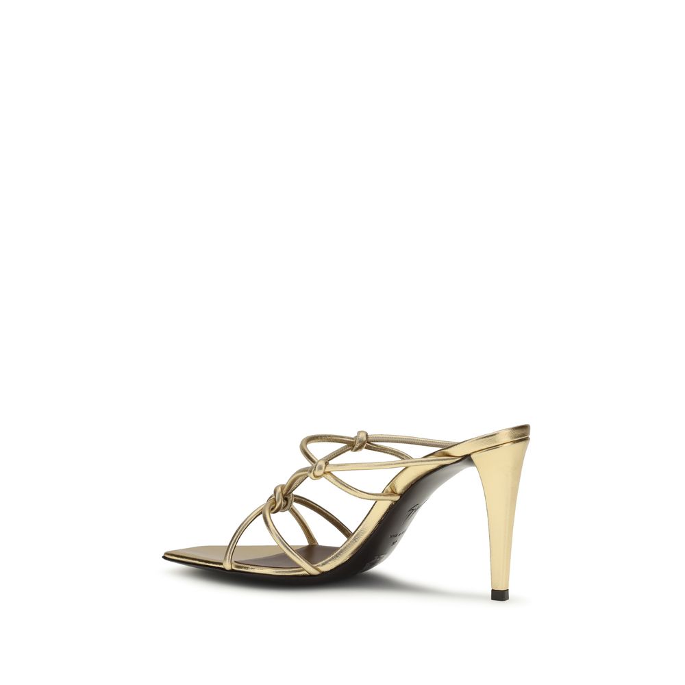 Sandales à talons aiguilles Giuseppe Zanotti en cuir de veau doré (Bos Taurus)
