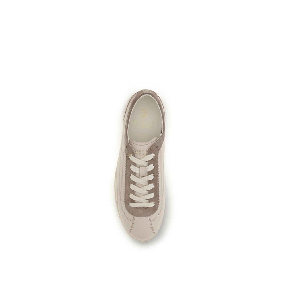 Brunello Cucinelli Beige Low Top Sneakers for Men side view
