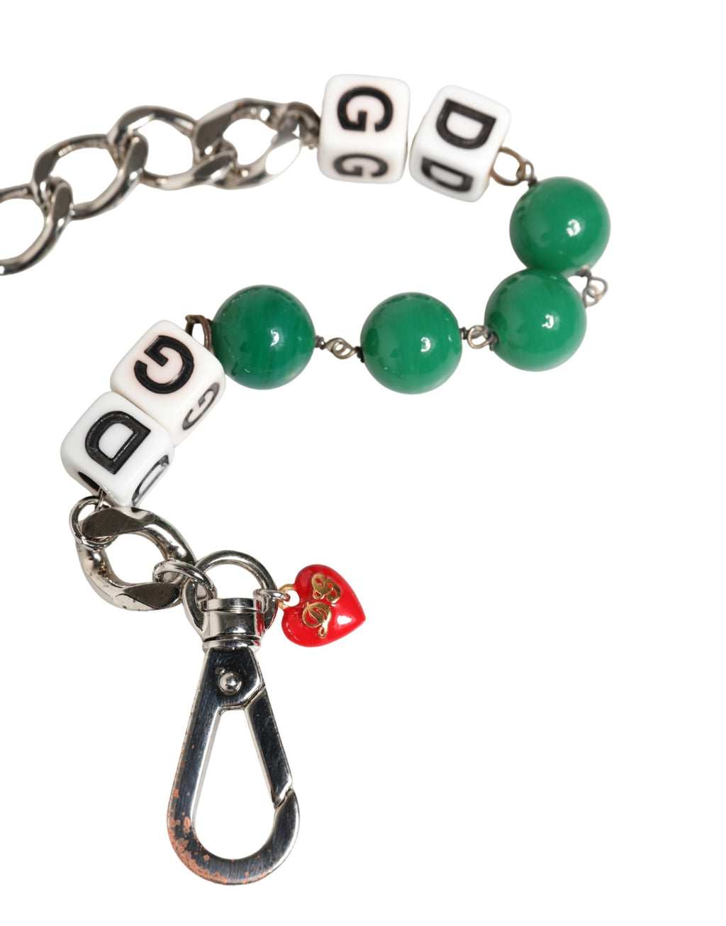 Bracelet à breloques Dolce & Gabbana en laiton argenté avec dés et logo DG