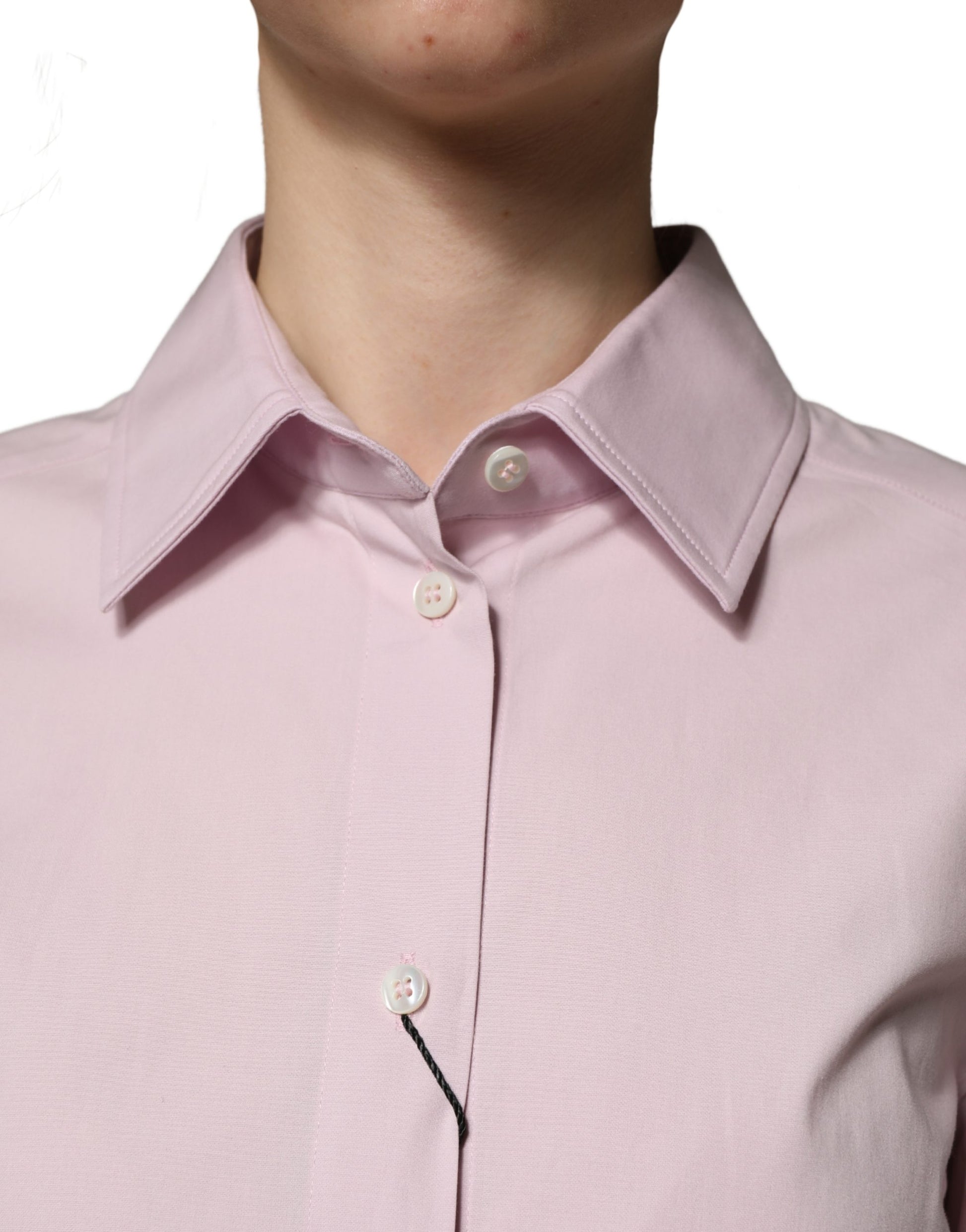 Chemisier/Haut Dolce & Gabbana en coton rose à manches longues et col.