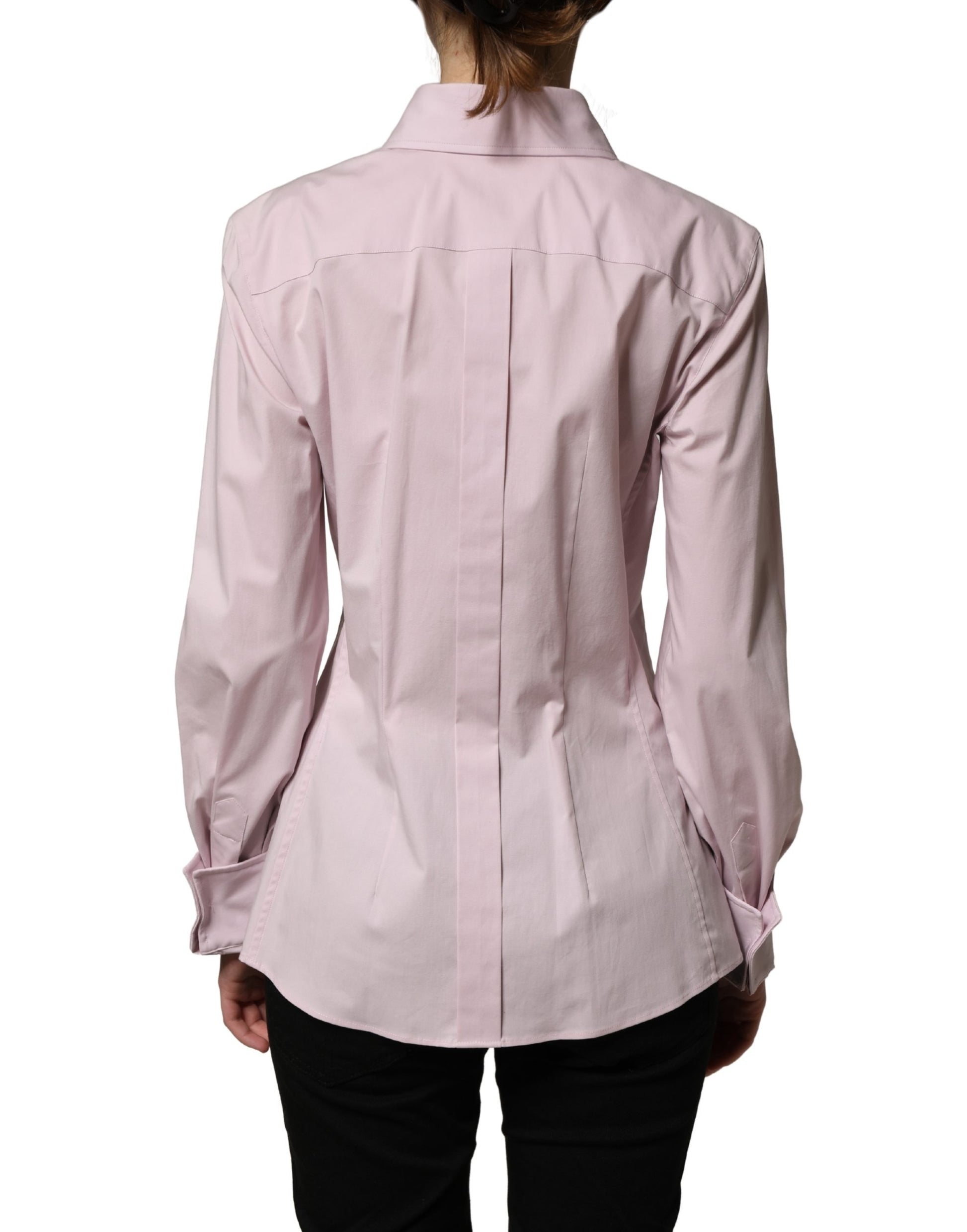 Chemisier/Haut Dolce & Gabbana en coton rose à manches longues et col.