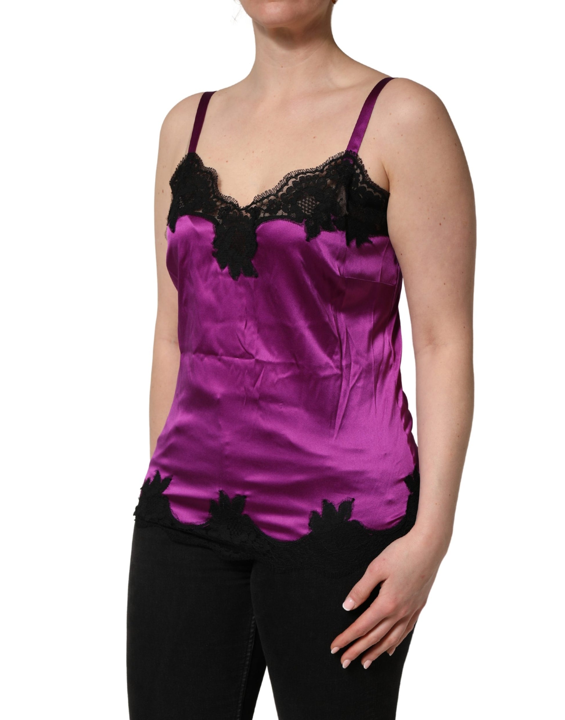 Dolce & Gabbana Purple Sleeveless T-Shirt for Women detail view