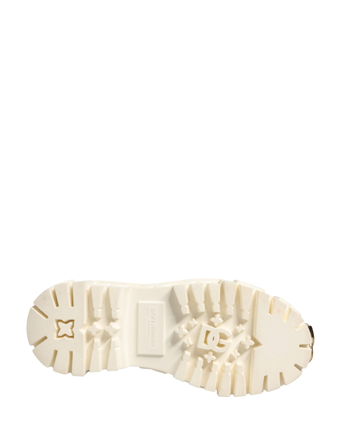 Dolce & Gabbana Weiße Leder Stiefel mit Gummi-Logo
