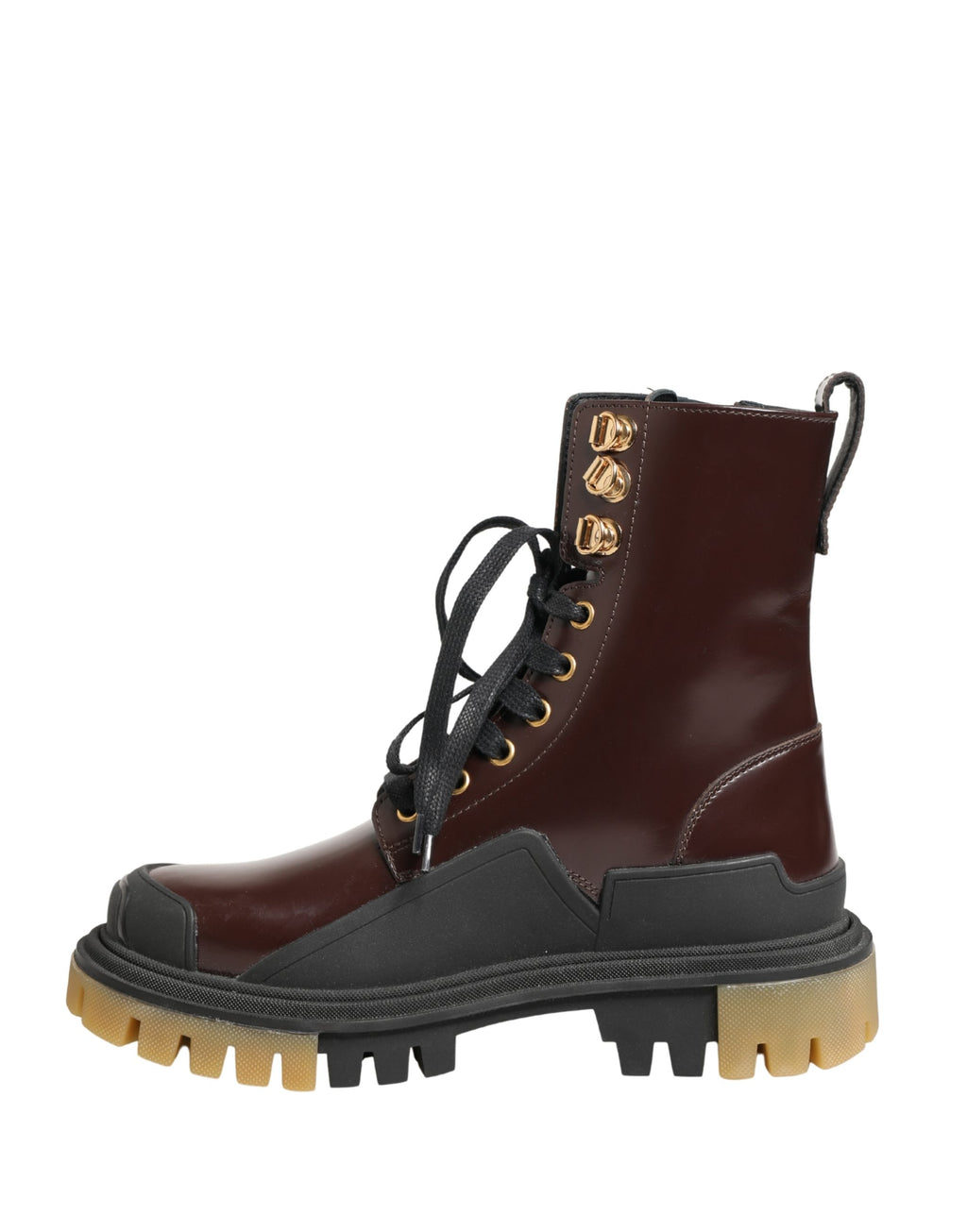 Chaussures de motard à lacets en cuir marron Dolce & Gabbana