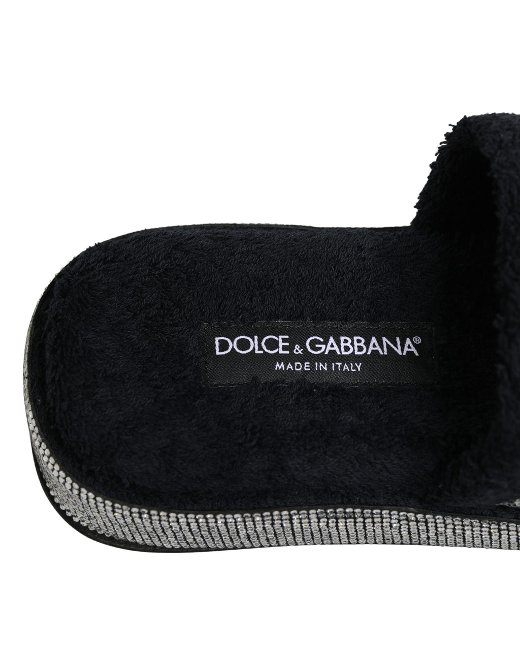 Mules compensées Dolce & Gabbana noires ornées de cristaux