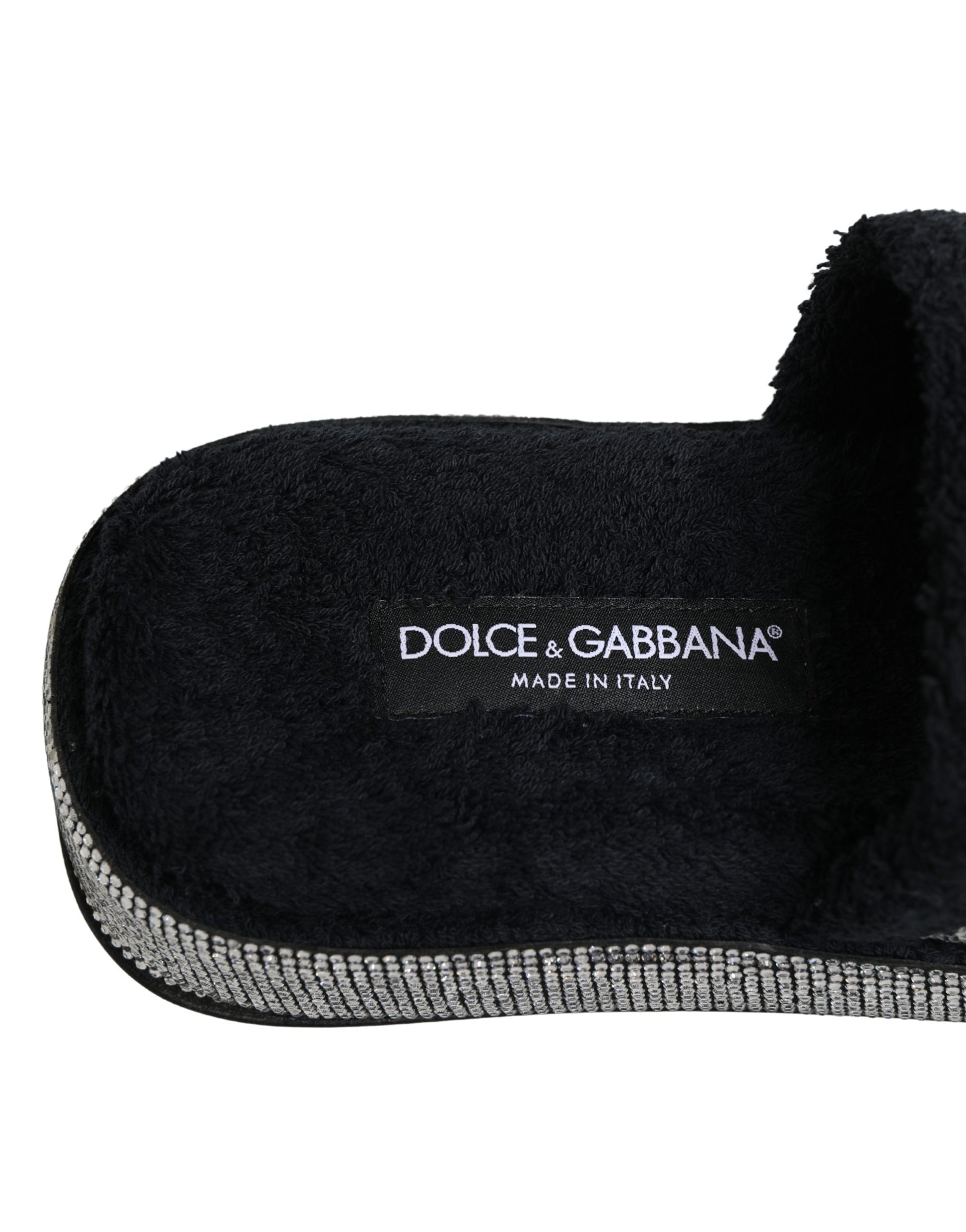 Mules compensées Dolce & Gabbana noires ornées de cristaux