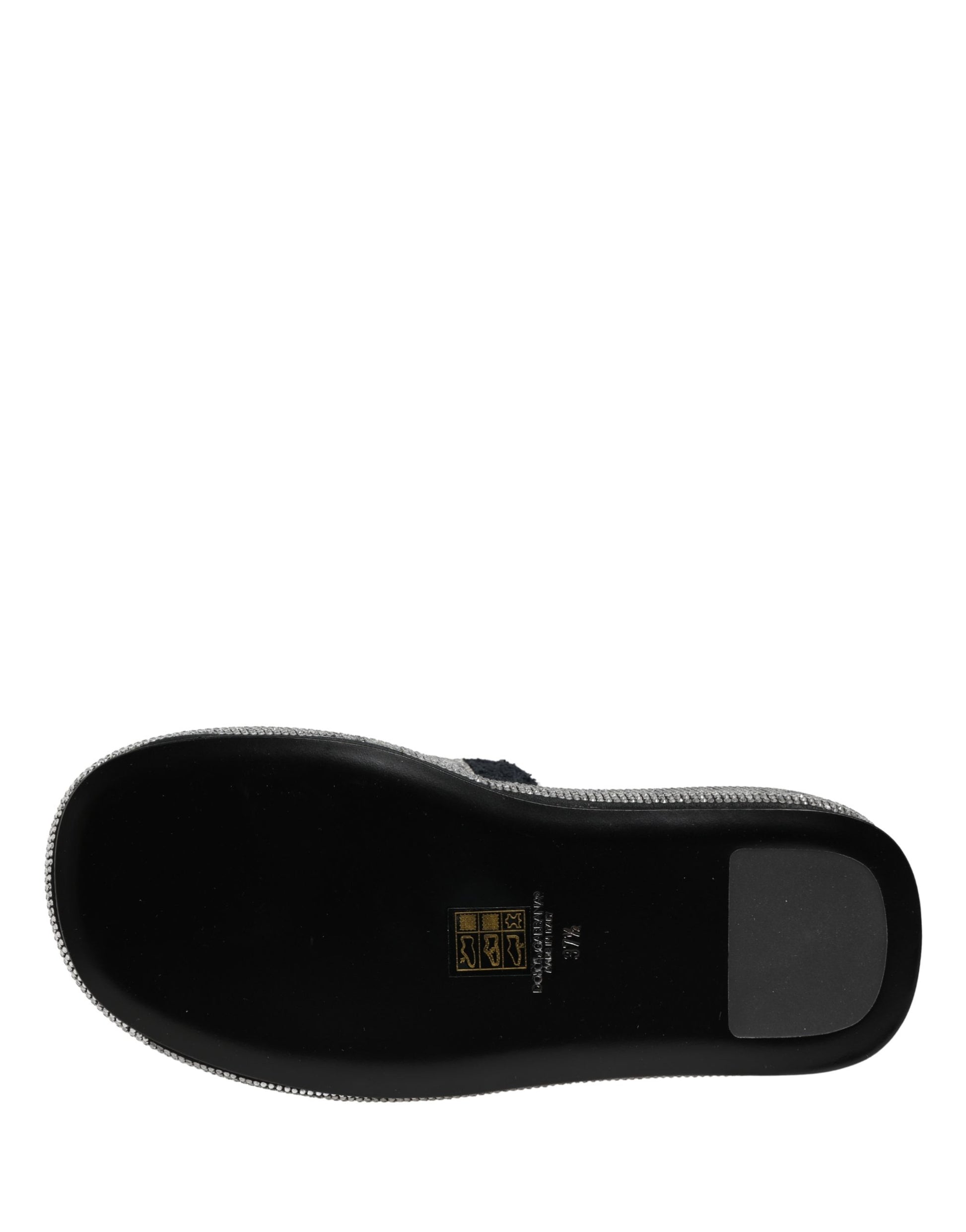 Dolce & Gabbana Black Crystal Embellished Platform Slides Shoes