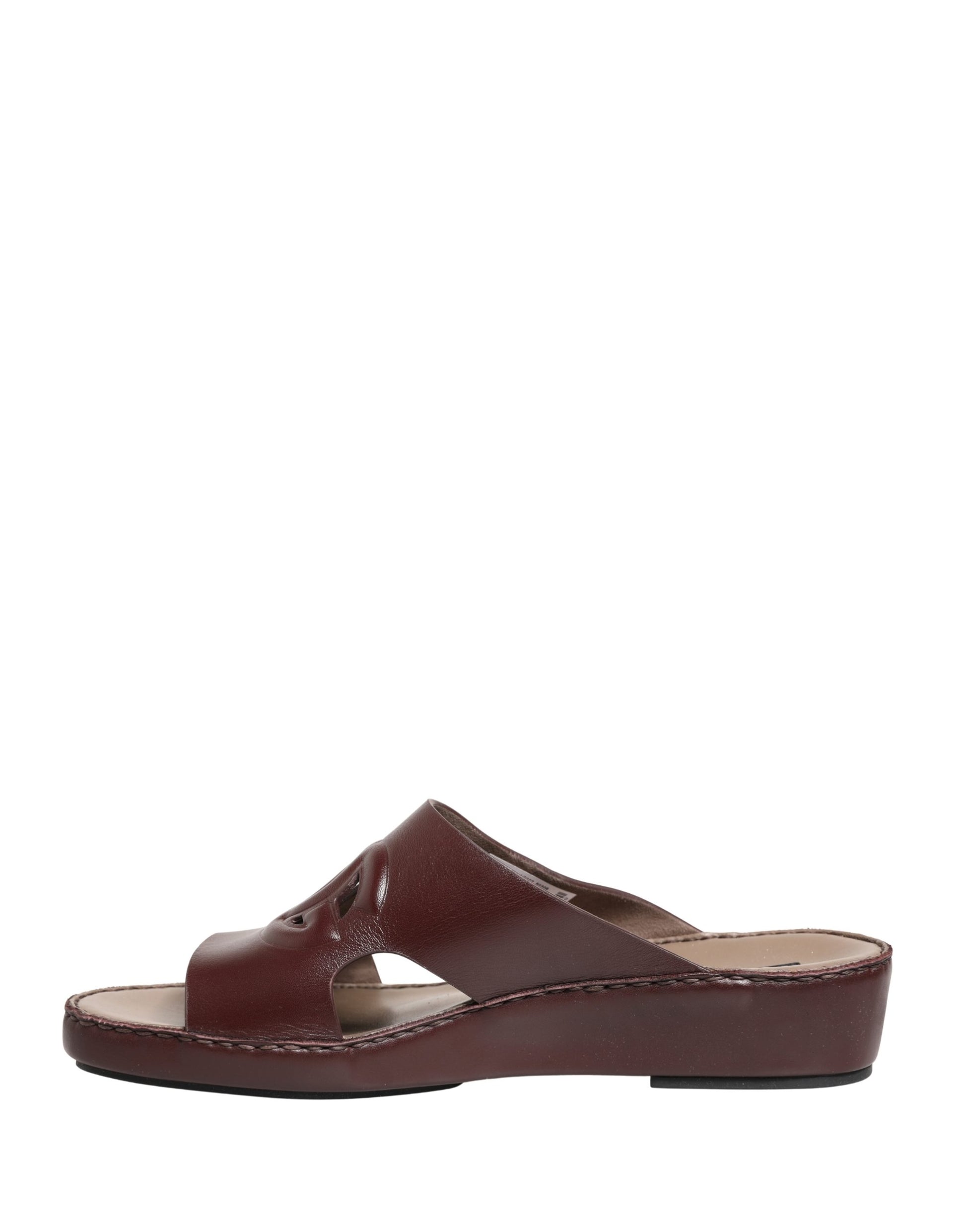 Dolce & Gabbana Maroon Leather Cutout DG Logo Sandals Shoes