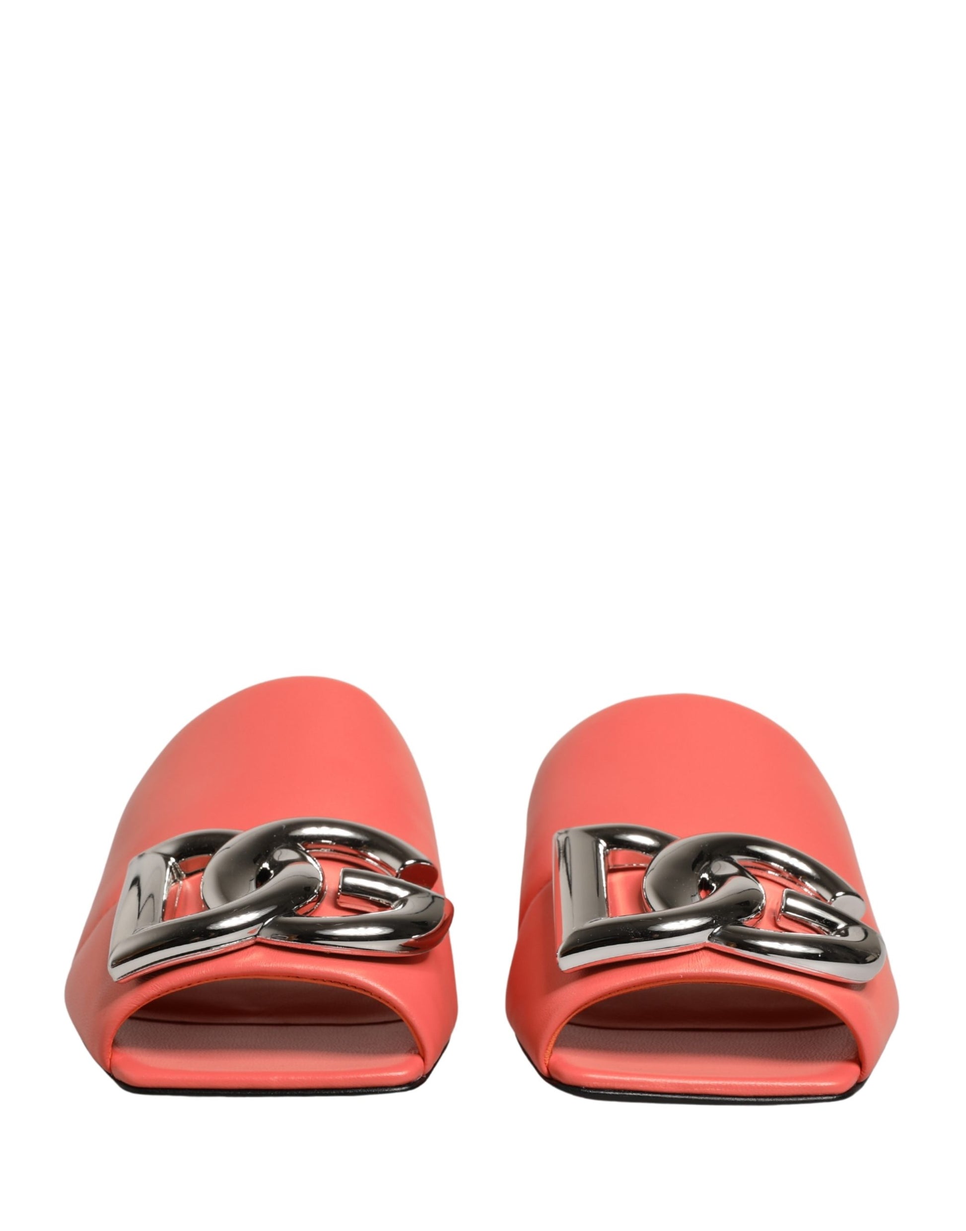 Dolce & Gabbana Orange DG Logo Leather Flats Sandals Shoes