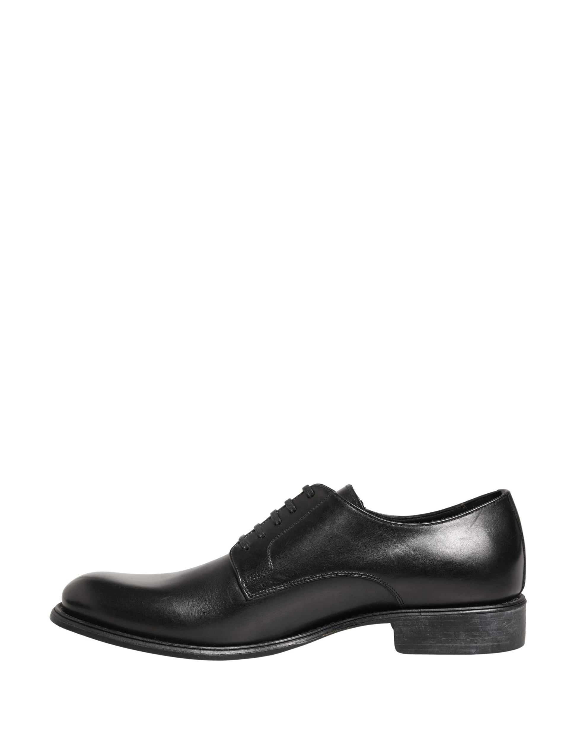 Dolce & Gabbana Black Calfskin Leather Derby Men Dress Shoes