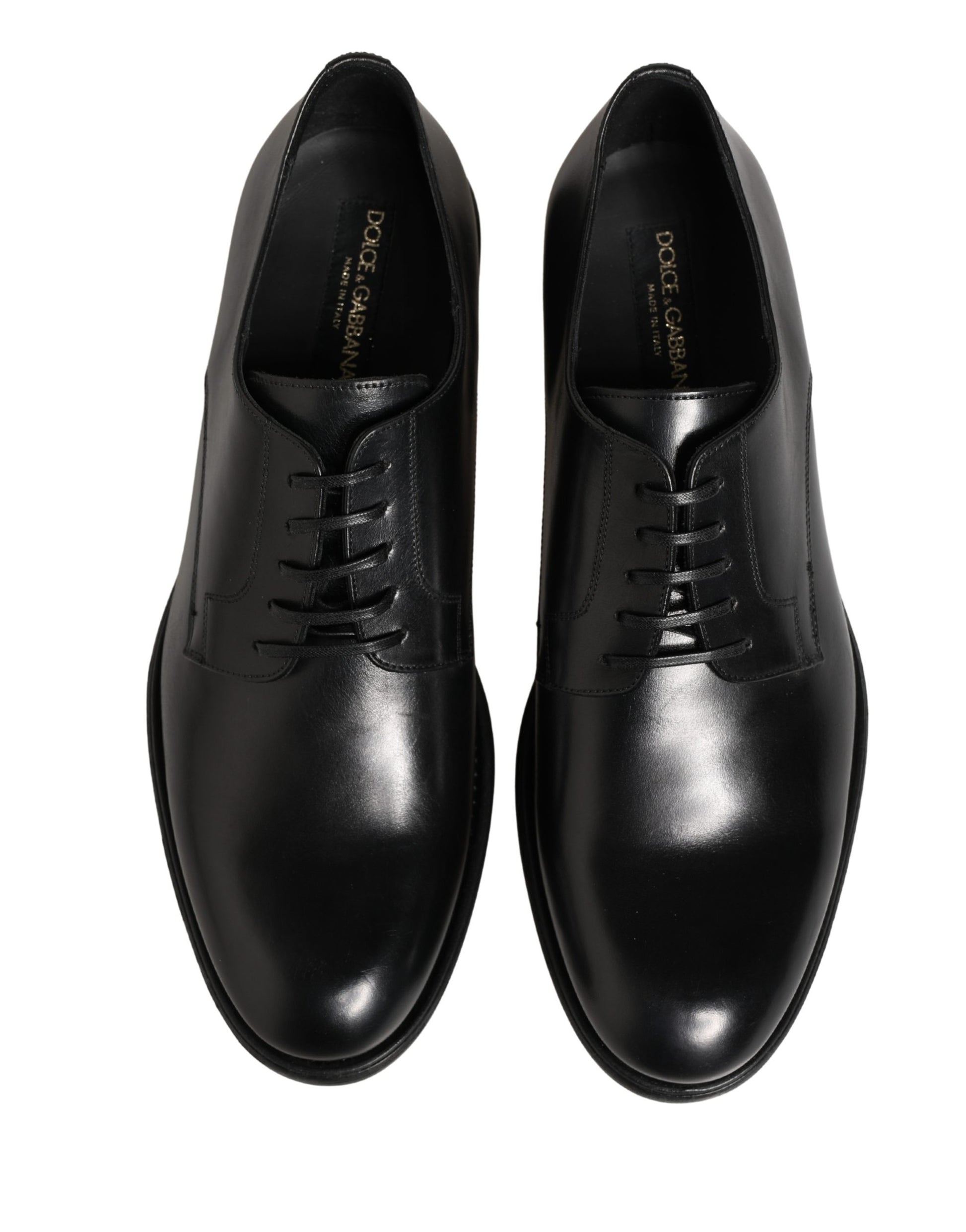 Dolce & Gabbana Black Calfskin Leather Derby Men Dress Shoes