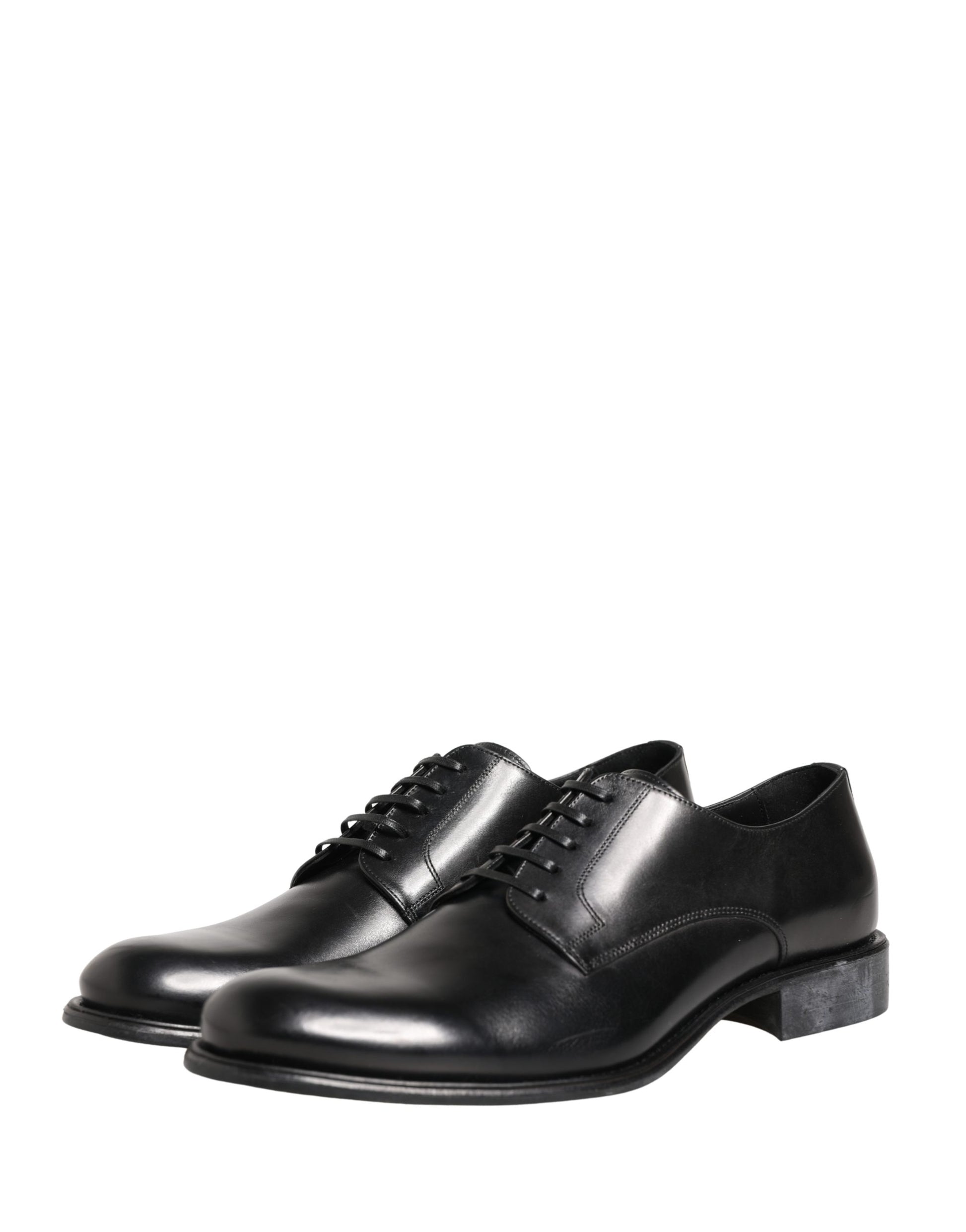 Dolce & Gabbana Black Calfskin Leather Derby Men Dress Shoes