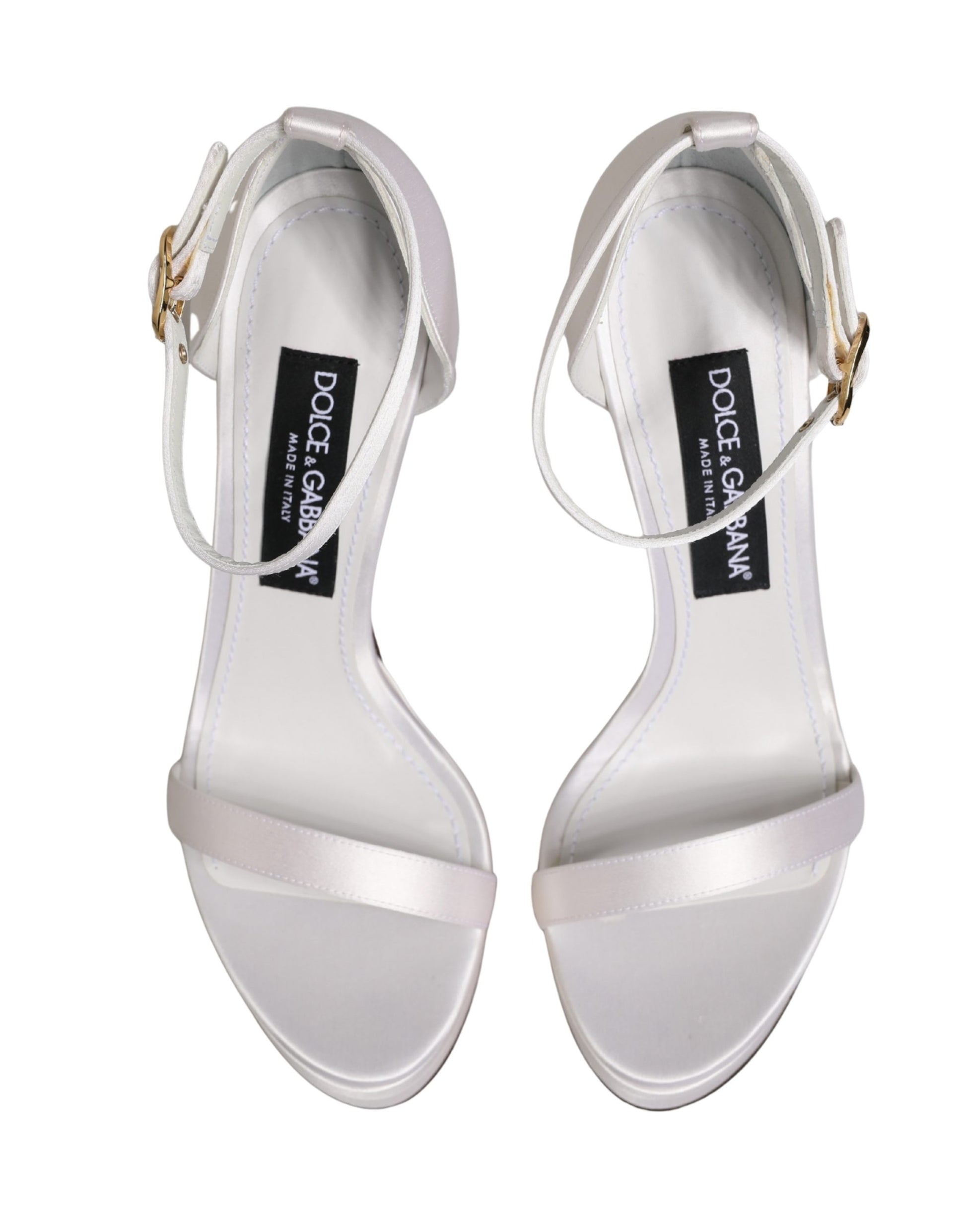 Dolce & Gabbana White Platform Ankle Strap Sandals Shoes