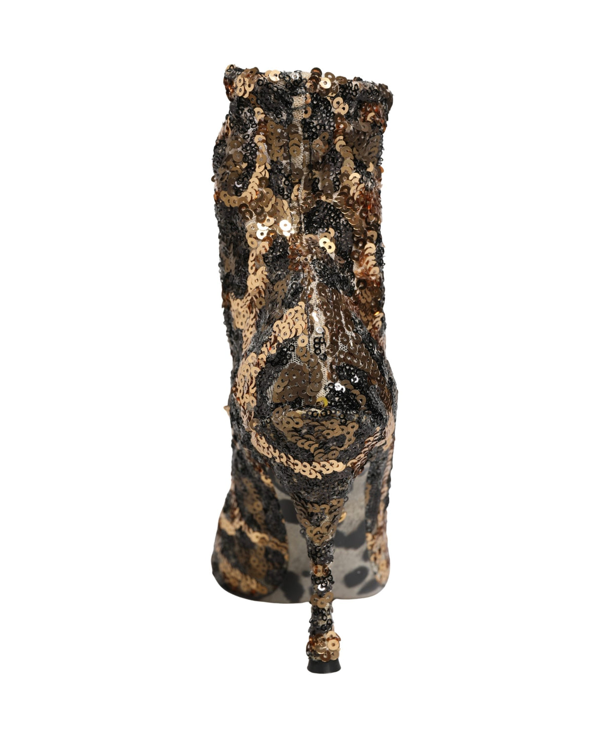 Dolce & Gabbana Gold Leopard Pailletten-Socken-Stiefeletten Schuhe