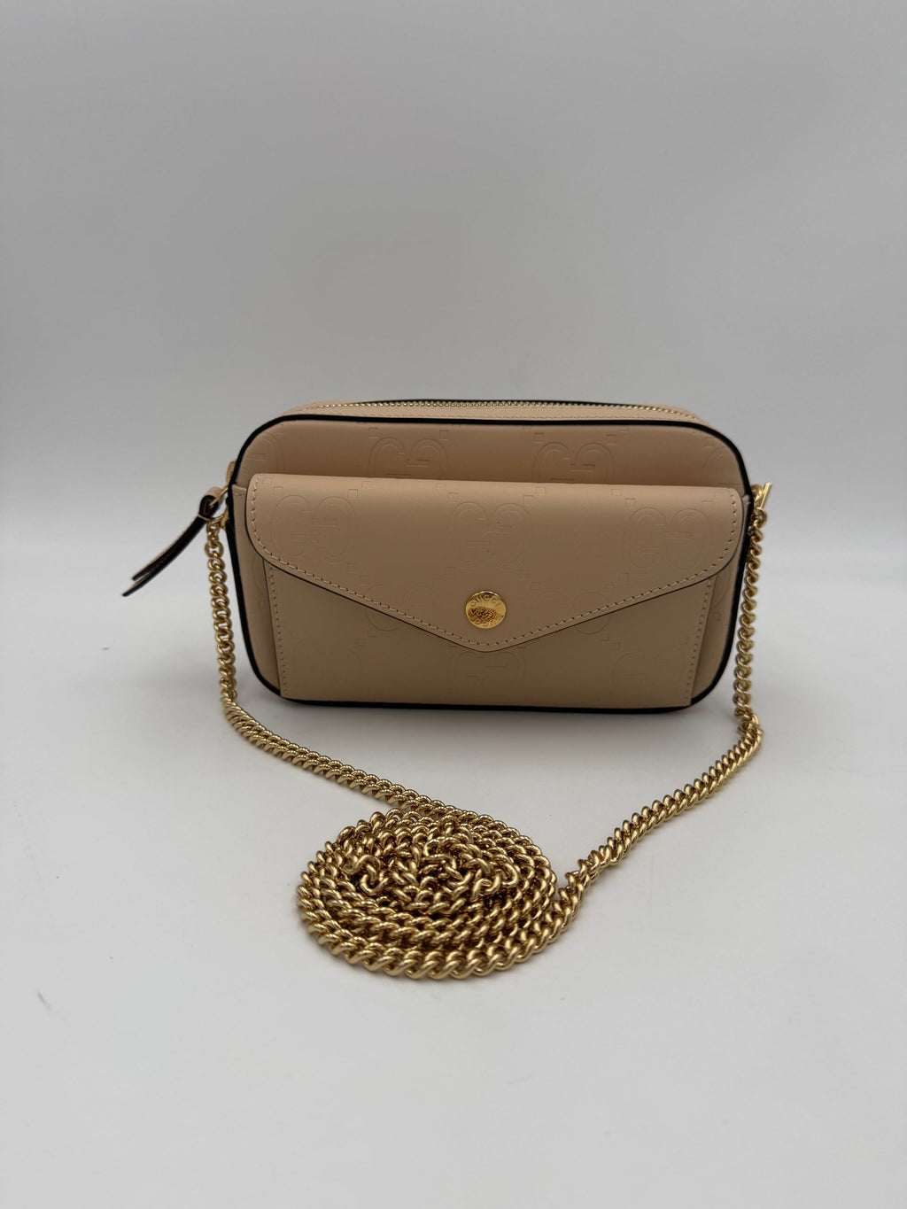 Gucci GUCCI GG Jumbo Beige avec Sac à bandoulière à poche avant