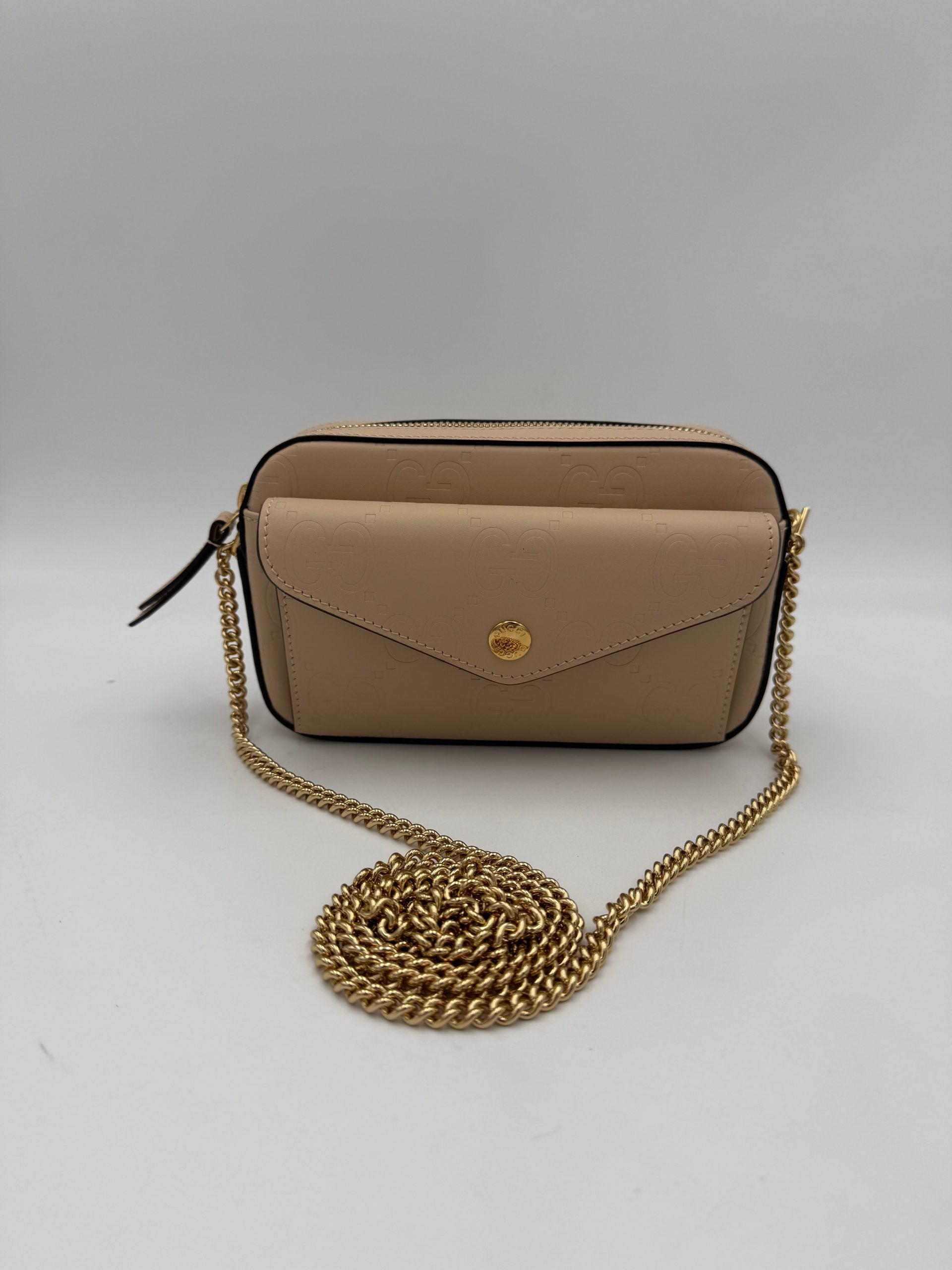 Gucci GUCCI GG Jumbo Beige avec Sac à bandoulière à poche avant