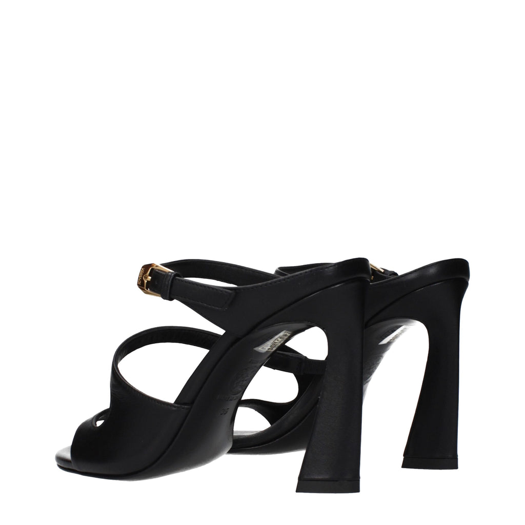 Versace Black Leather Stiletto Heel Sandals