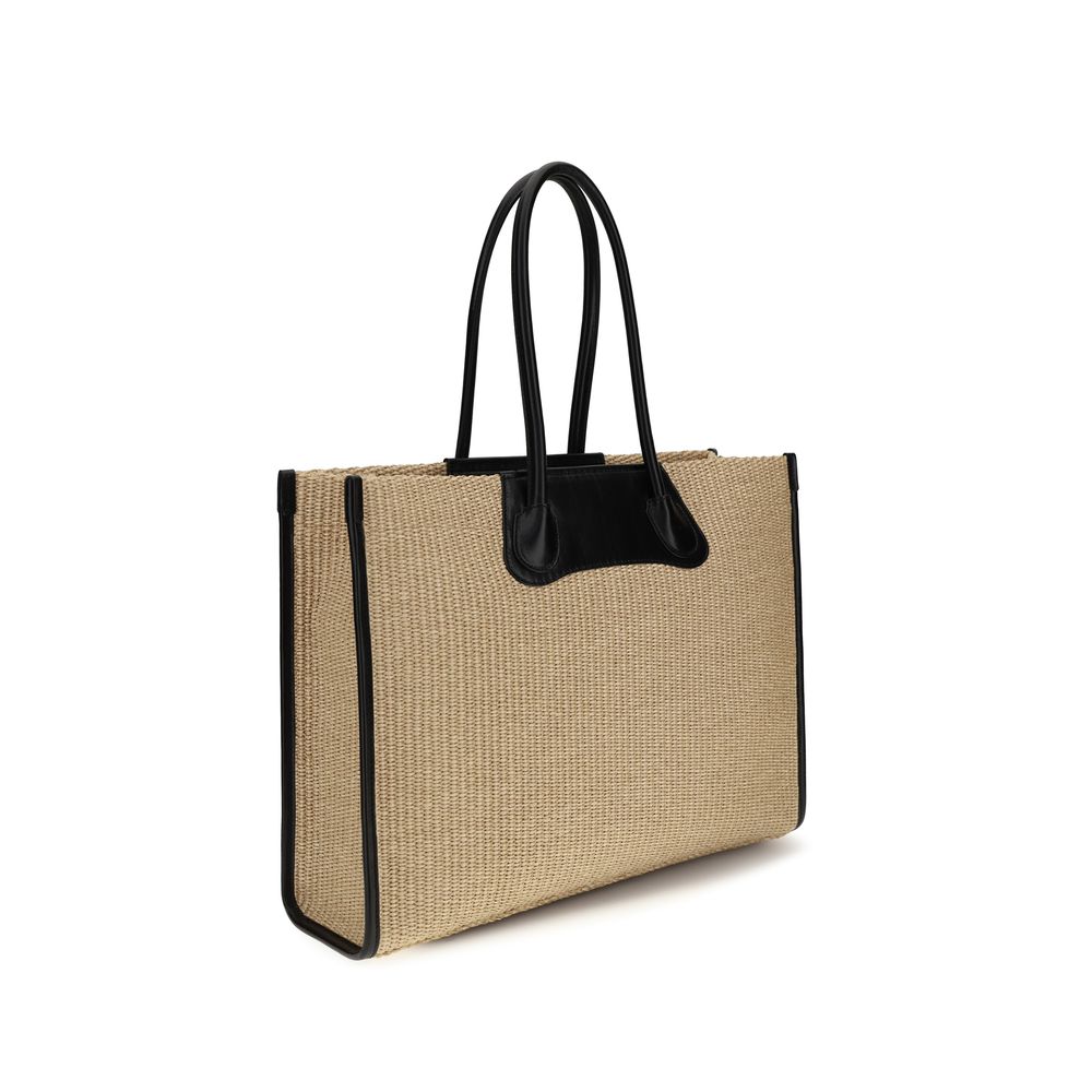 Sac porté épaule en raphia beige Vivienne Westwood