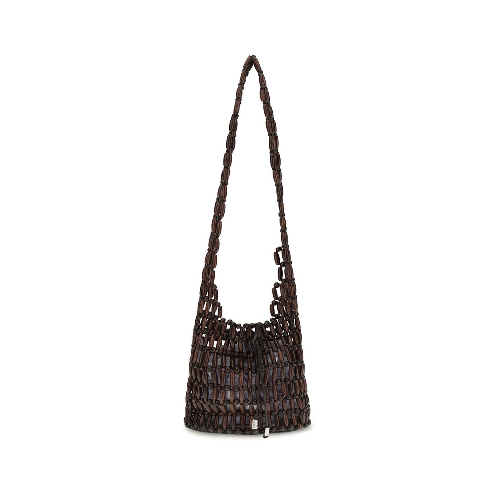 Sac bandoulière en bois marron Staud