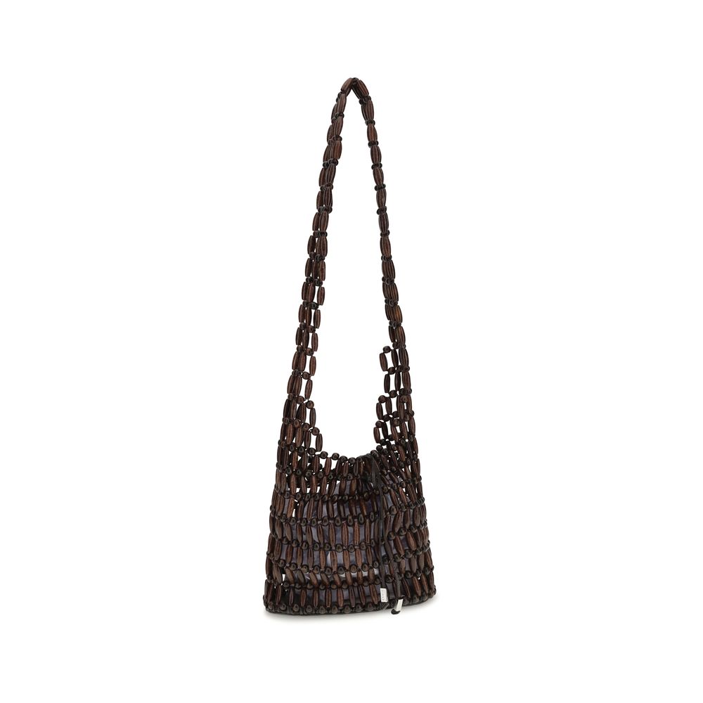 Sac bandoulière en bois marron Staud