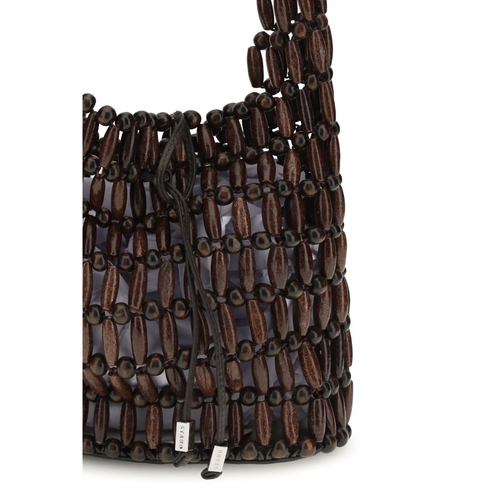 Sac bandoulière en bois marron Staud