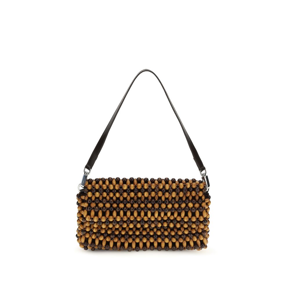 Sac bandoulière en bois marron Staud