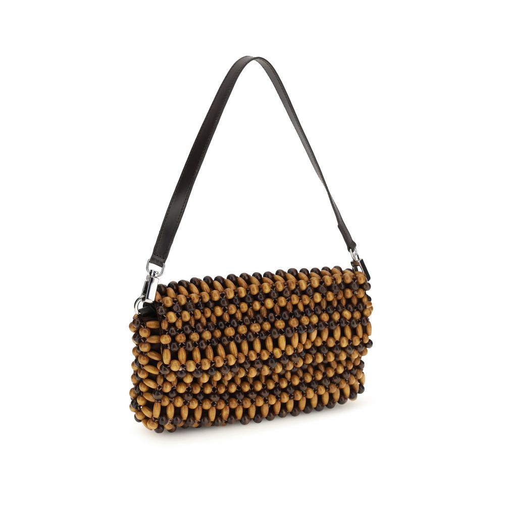 Sac bandoulière en bois marron Staud