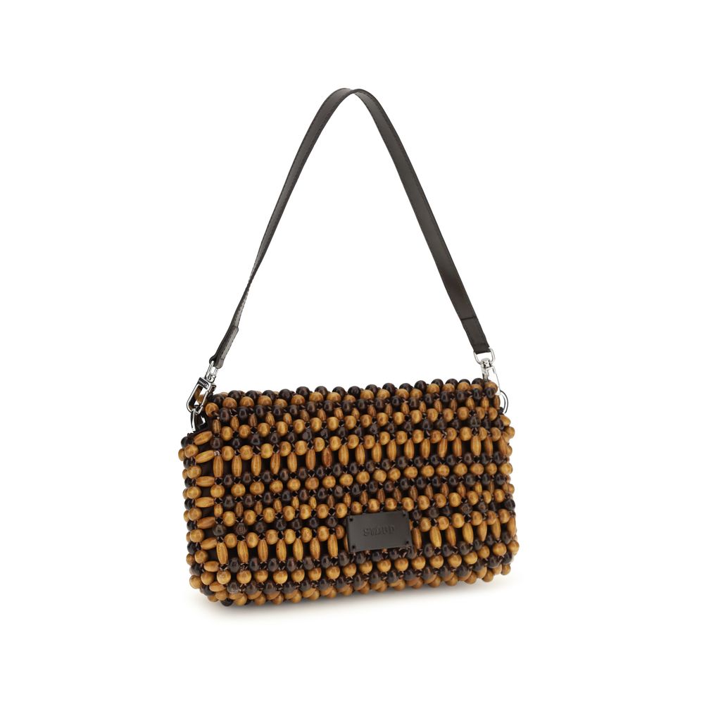 Sac bandoulière en bois marron Staud