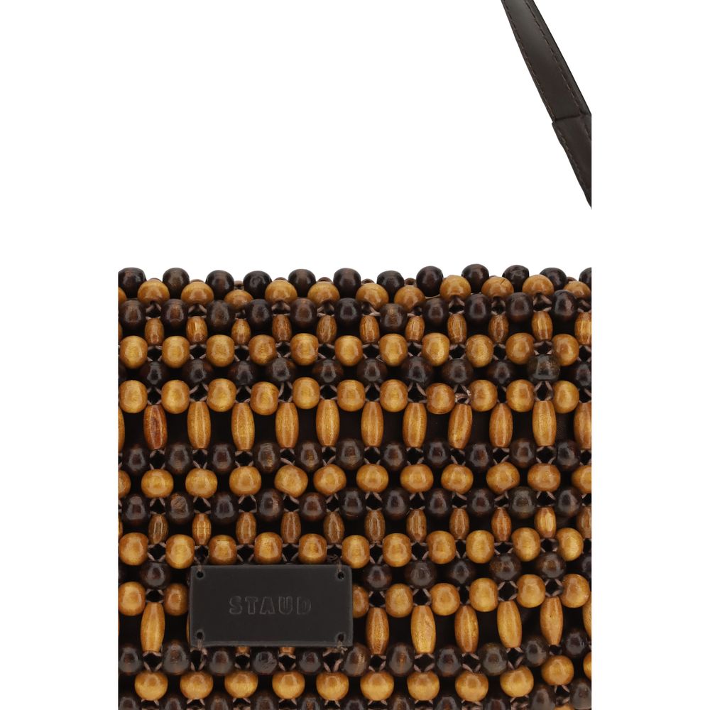 Sac bandoulière en bois marron Staud