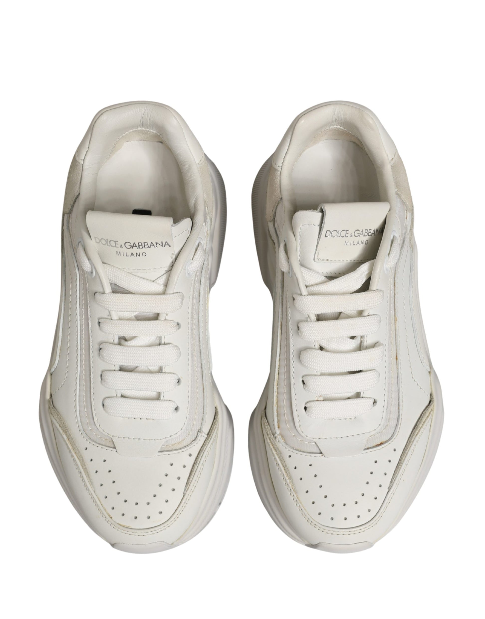 Chaussures Baskets Basses en Cuir Blanc Daymaster Dolce & Gabbana