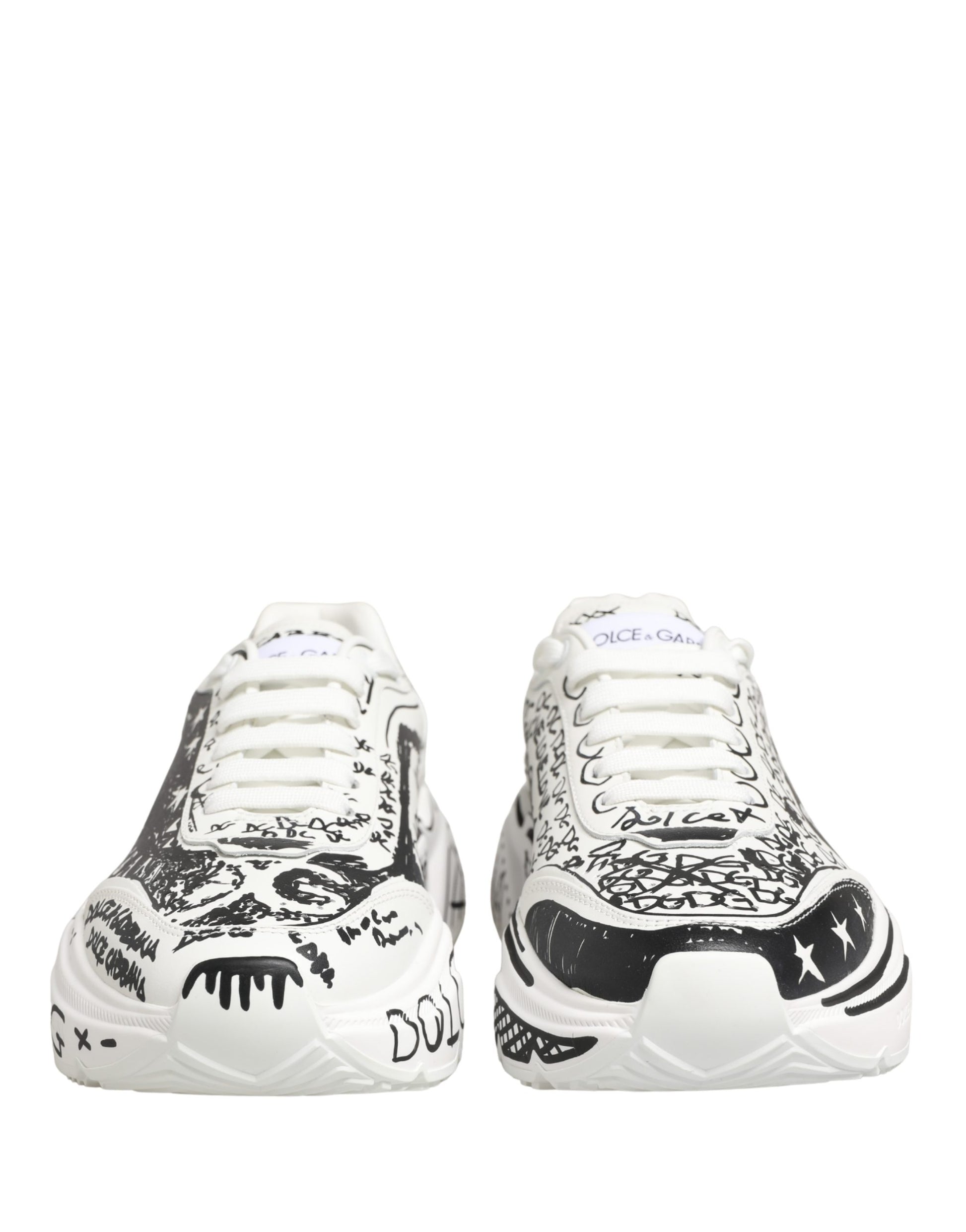 Dolce & Gabbana White Daymaster Graffiti Low Top Sneakers Shoes
